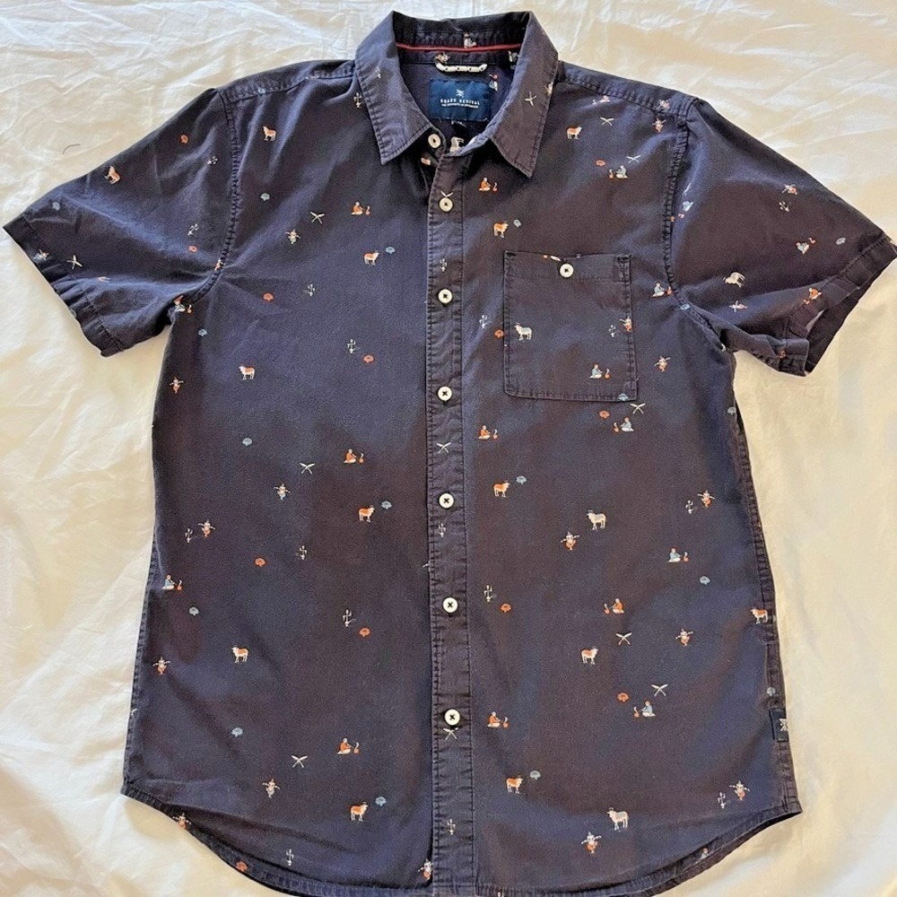 Roark Revival Mens Medium CharmerPrint Short Sleeve Button Down Shirt